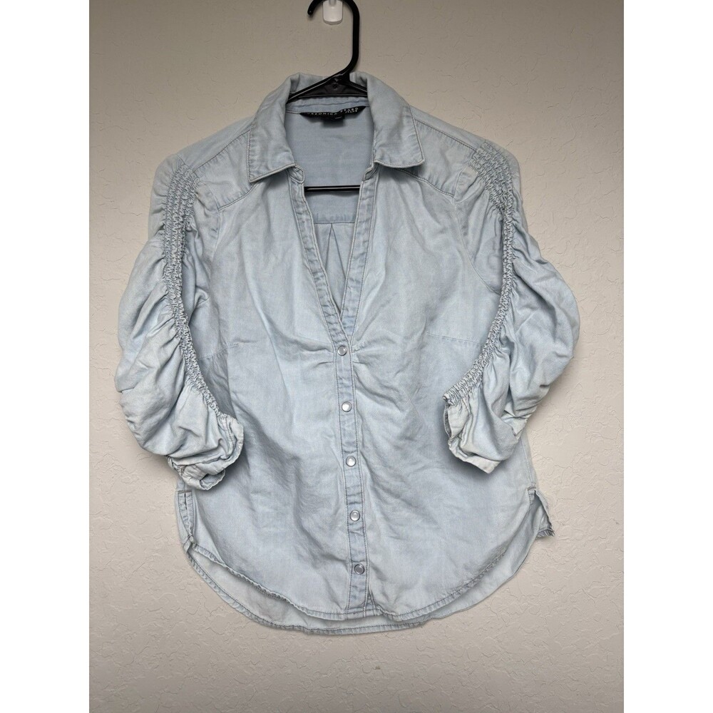 Veronica Beard Denim Button Down Top Womens Sz 0 Pearl Snaps Western Rodeo